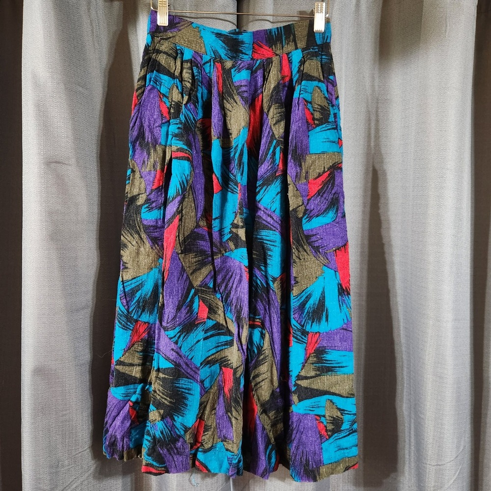 Vintage Norton McNaughton Abstract Brushstroke Midi Skirt Size 10 Made in USA